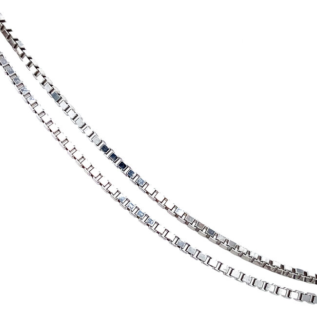 Weißgoldenes Collier mit Zirkonia-Anhänger 42 cm 14 Karat