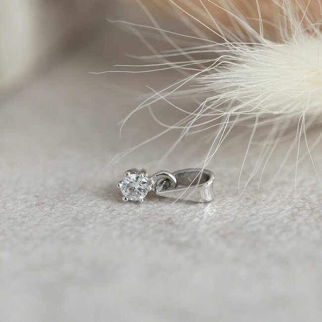 Witgouden solitair hanger met diamant 18 karaat* nieuw