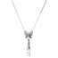 Weißgoldenes Collier mit Diamant-Schmetterling und Perle 42 cm 18 Karat