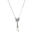 White gold necklace with diamond butterfly and pearl 42 cm 18 carat