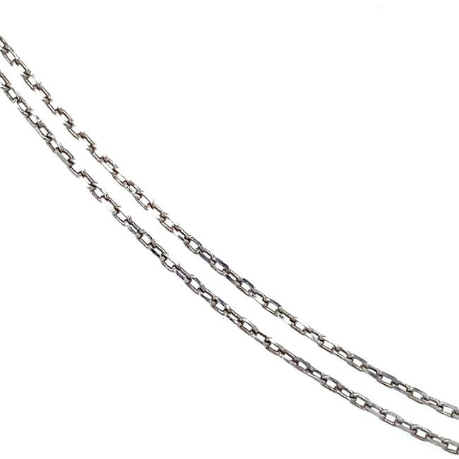 White gold necklace with diamond butterfly and pearl 42 cm 18 karat