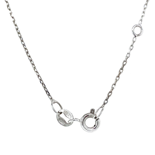 Witgouden collier met diamant vlinder en parel 42 cm 18 karaat