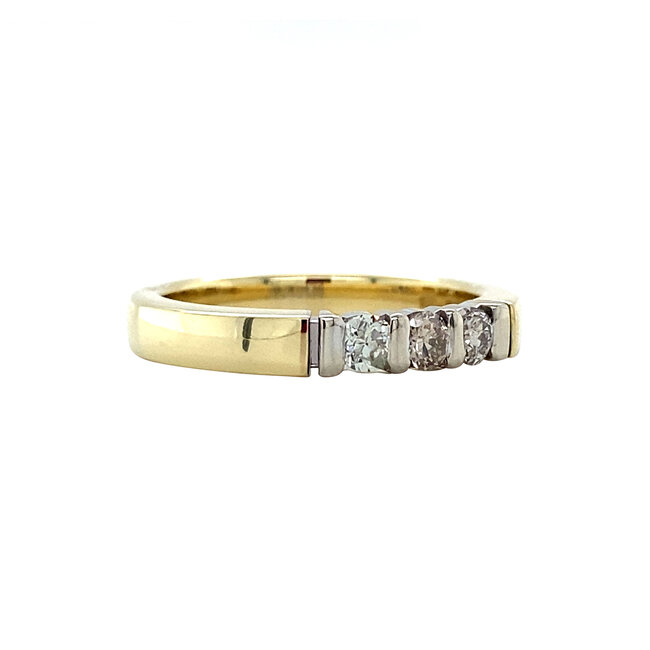 Gold row ring with diamond 14 karat* new