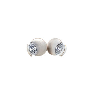 White gold stud earrings with zirconia 14 carat
