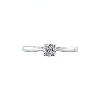 White gold entourage ring with diamond 14 karat