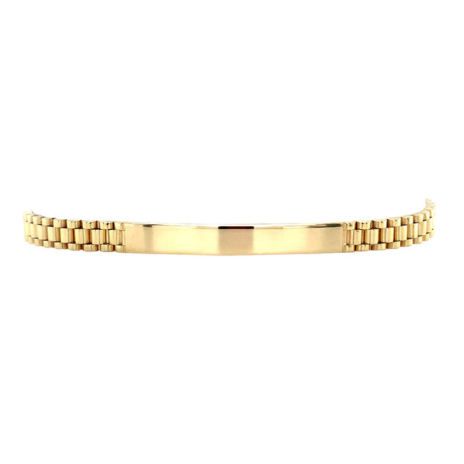 Goldenes Plattenarmband mit Rolex-Gliedern 19 cm 14 Karat