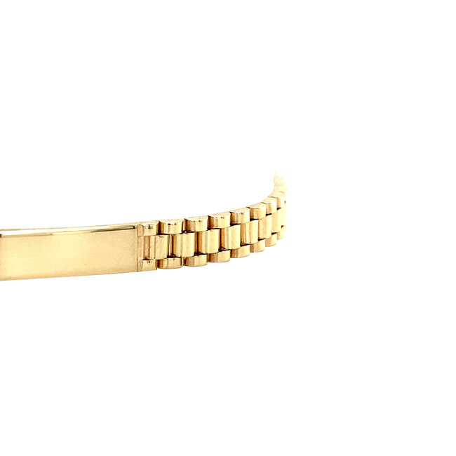 Gouden plaat armband met rolex schakels 19 cm 14 karaat