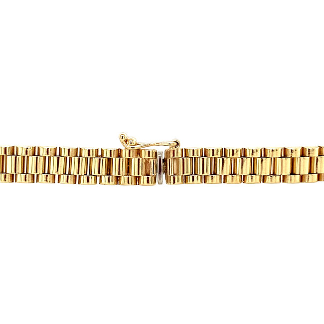 Gouden plaat armband met rolex schakels 19 cm 14 karaat
