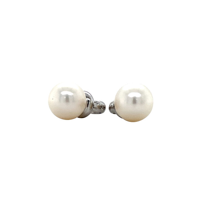 White gold creole pendants with pearl 14 karat