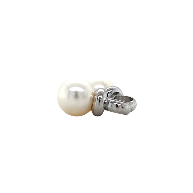 White gold creole pendants with pearl 14 karat