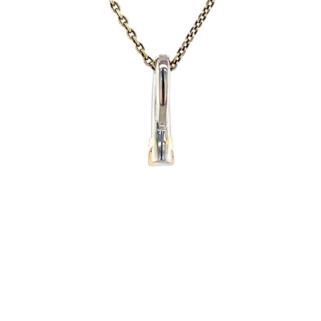 White gold pendant with diamond in 14 karat yellow gold