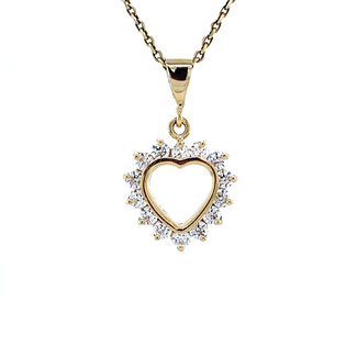 Gold heart pendant with zirconia 14 carat