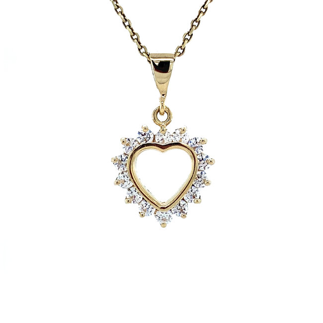 Gouden hart hanger met zirkonia 14 karaat