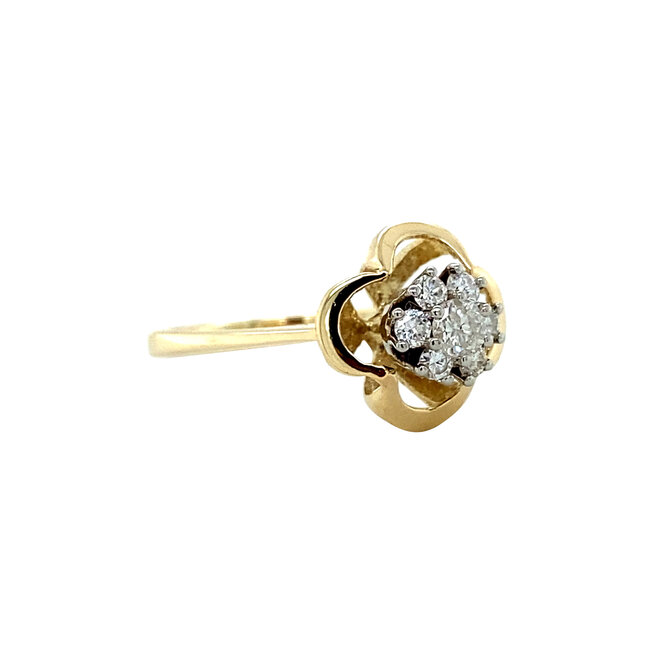 Goldener Entourage-Ring mit Diamant 14 Karat