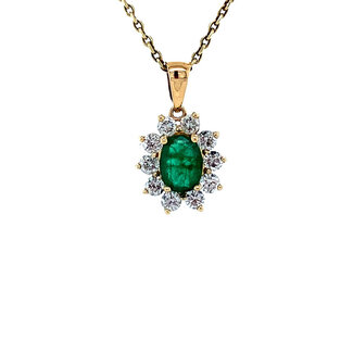 Gold Entourage Anhänger mit Diamant und Smaragd 14 Karat* Neu
