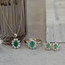Gouden entourage oorstekers met diamant en smaragd 14 karaat* Nieuw