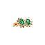 Gouden entourage oorstekers met diamant en smaragd 14 karaat* Nieuw