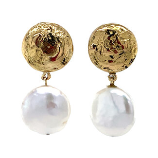 Gold earrings with pearl 18 karat