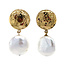Gold ear jewelry with pearl 18 karat
