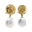 Gold ear jewelry with pearl 18 karat