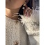 Gold ear jewelry with pearl 18 karat