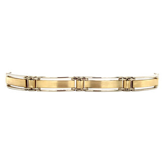 Gold link bracelet bicolour 21 cm 14 karat