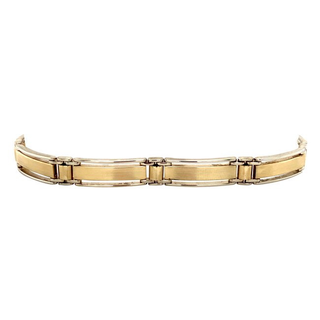 Goldenes Gliederarmband Bicolor 21 cm 14 Karat