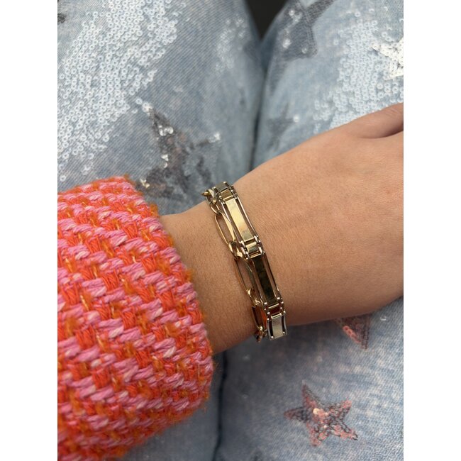 Goldenes Gliederarmband Bicolor 21 cm 14 Karat