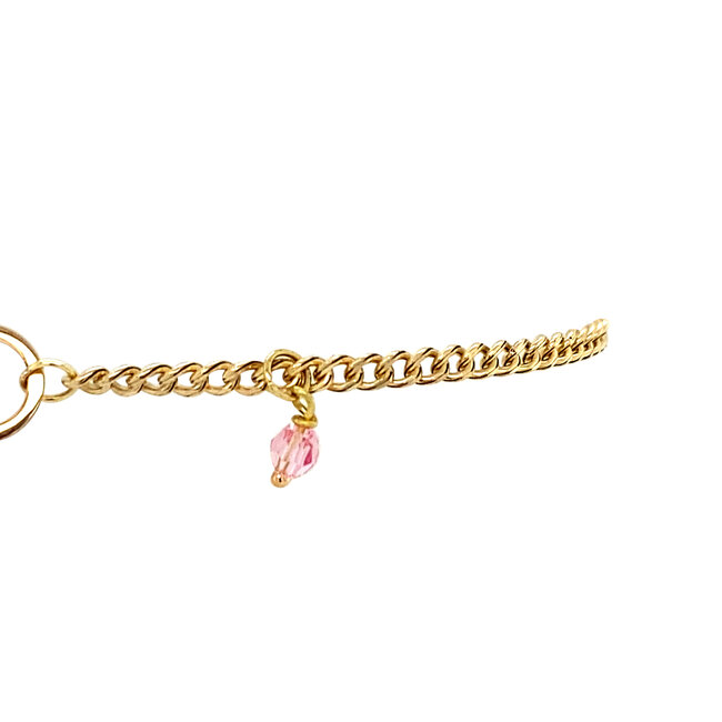 Gouden kinder armband met emaille bloem 18 karaat