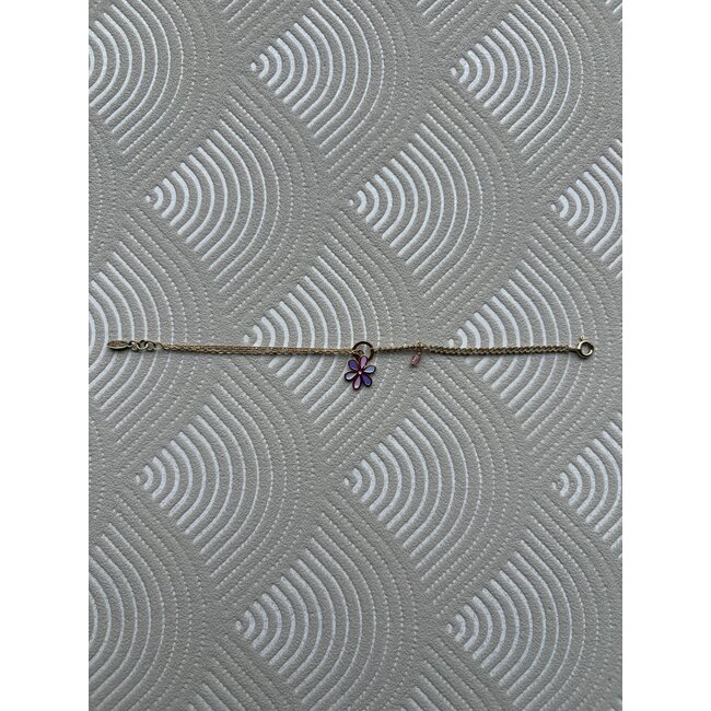 Goldenes Kinderarmband mit Emaille-Blume 18 Karat