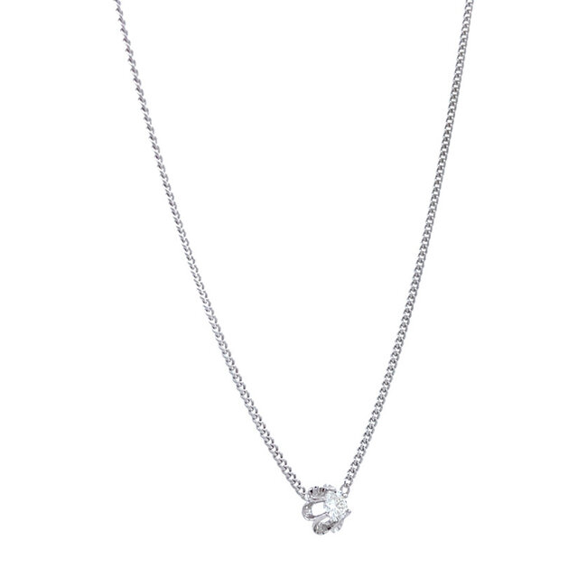 Witgouden choker met diamant 32 cm 14 karaat
