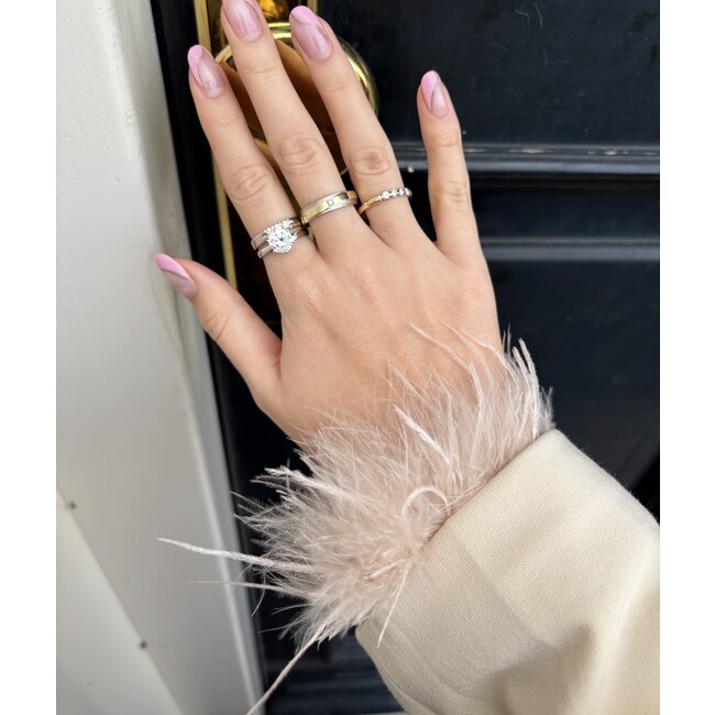 Bicolor Goldener Trauring mit Diamant 14 Karat