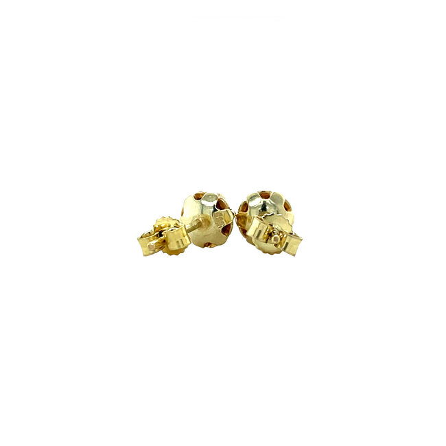 Gold solitaire stud earrings with diamond 14 karat