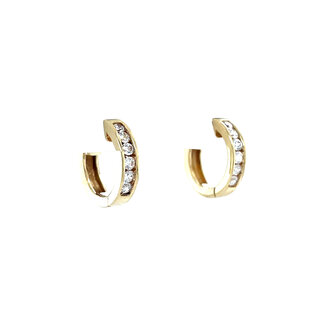 Goldene Scharnier-Creolen mit 14 Karat Zirkonia