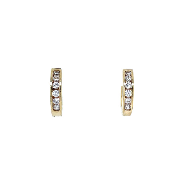 Gold hinged hoop earrings with zirconia 14 karat