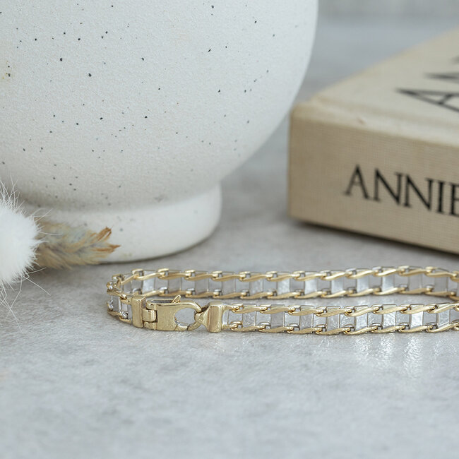 Bicolor Goldarmband 19 cm 14 Karat