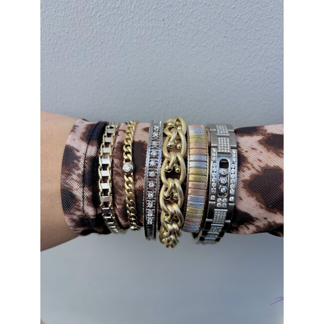 Bicolour gouden armband 19 cm 14 karaat