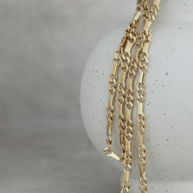 Gouden heren fantasie collier 80 cm 14 karaat