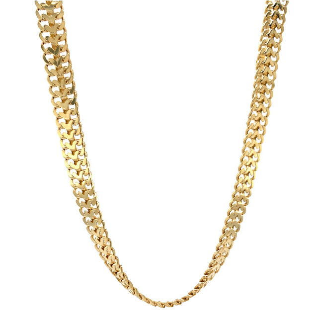 Gold choker double gourmet 45.5 cm 14 karat