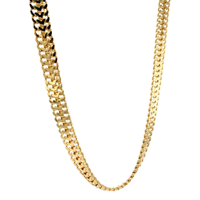Gold choker double gourmet 45.5 cm 14 karat