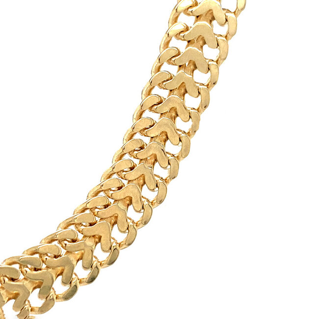 Gold choker double gourmet 45.5 cm 14 karat