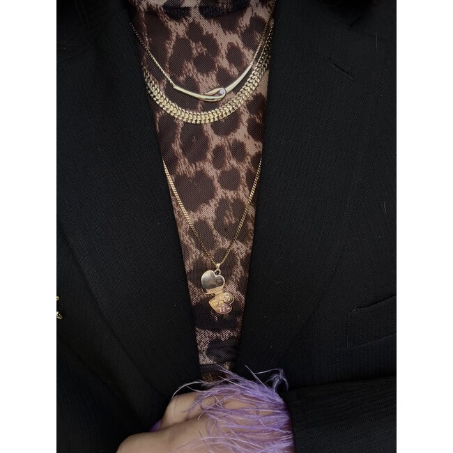 Gold choker double gourmet 45.5 cm 14 karat