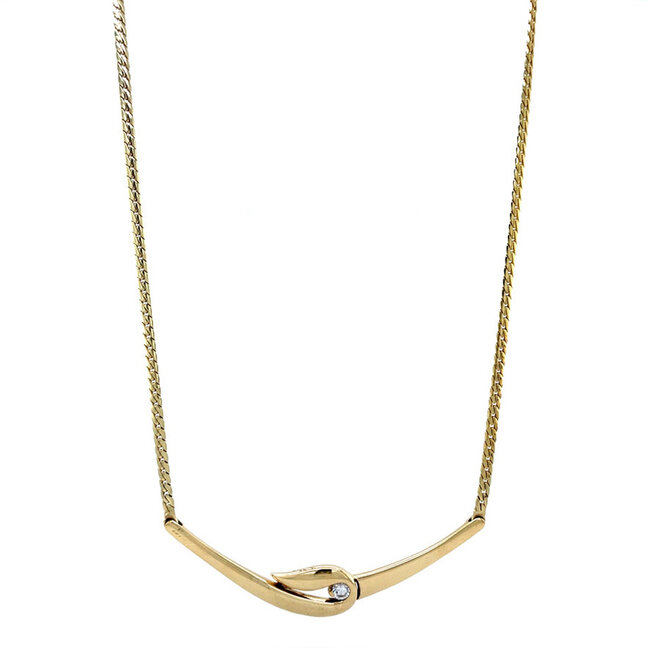 Goldener Choker mit Diamant 42 cm 14 Karat
