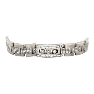 Witgouden heren schakel armband met diamant 18 karaat