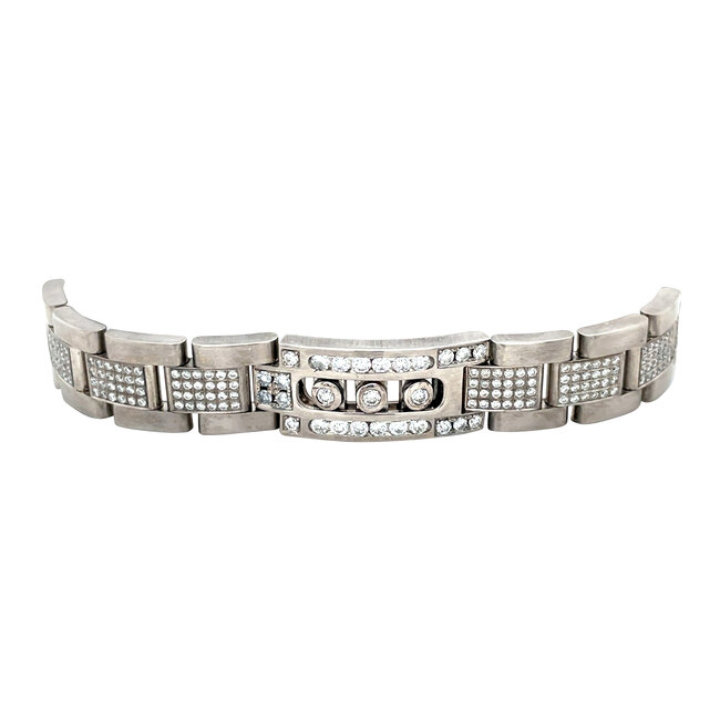 Witgouden heren schakel armband met diamant 18 karaat