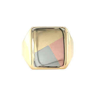 Tricolour gold signet ring