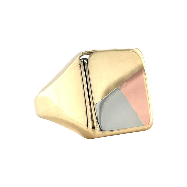 Tricolour gold signet ring 14 karat