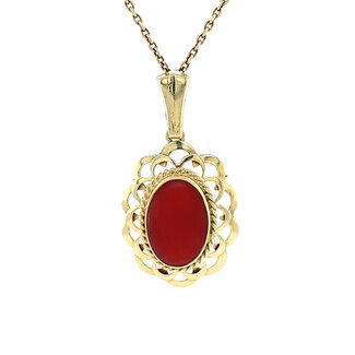 Gouden bloedkoraal hanger 14 karaat
