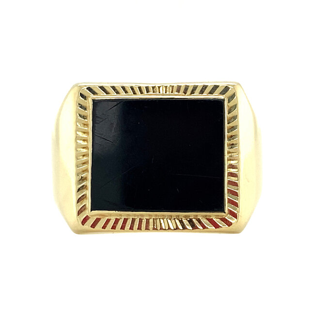 Gouden heren zegelring met onyx 14 karaat