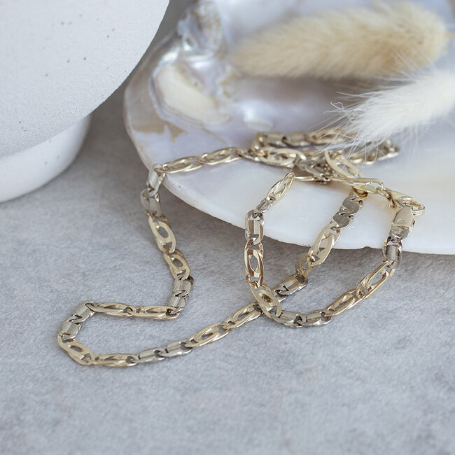 Goldenes Falkenauge-Collier 42 cm 14 Karat